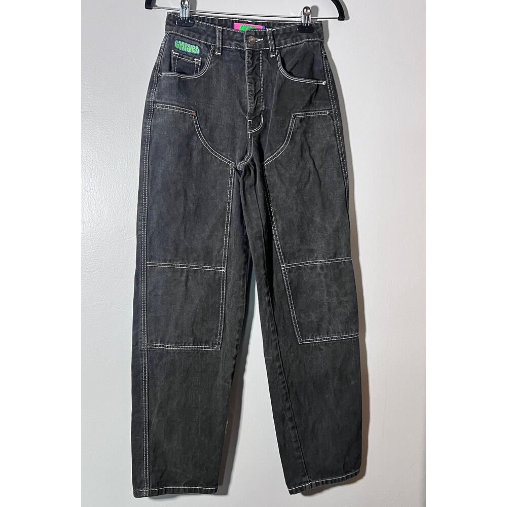 Gmpyre Jeans Sz 0 Gray Wide Leg Emo Grunge Y2K Baggy Denim Alt Streetwear